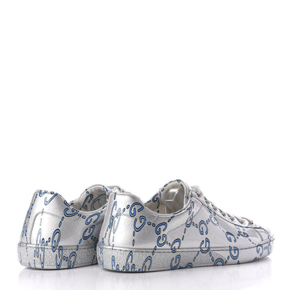 Gucci Miro Rubber Wax GucciGhost Print Mens New Ace Sneakers 7 Silver 4 of 9