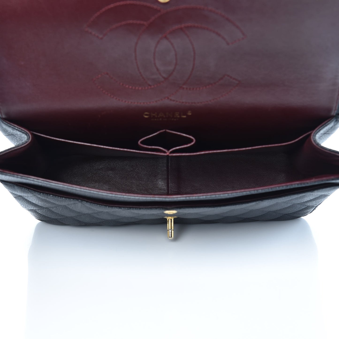 Caviar Quilted Jumbo Double Flap Black