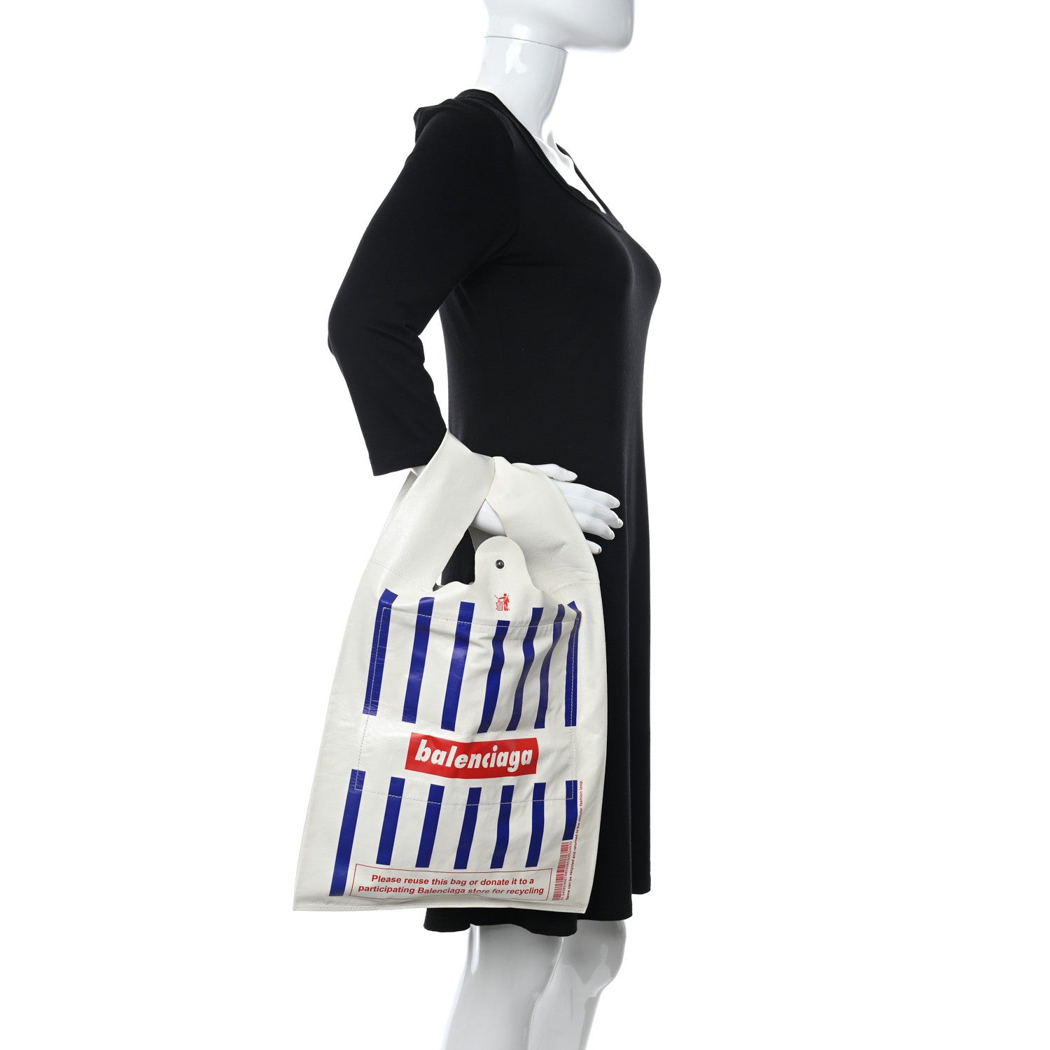 Balenciaga Calfskin Monday Shopper Tote Bag White Blue Red 2 of 12