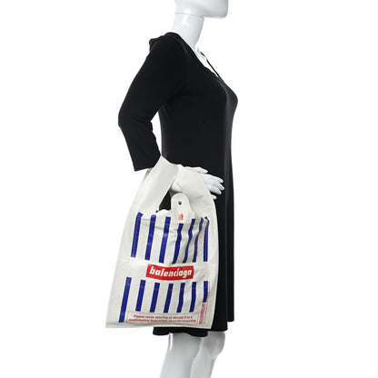 Balenciaga Calfskin Monday Shopper Tote Bag White Blue Red 2 of 12