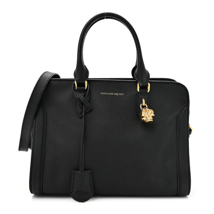 Alexander McQueen Pebbled Calfskin Small Skull Padlock Zip Around Tote Black 1 of 13