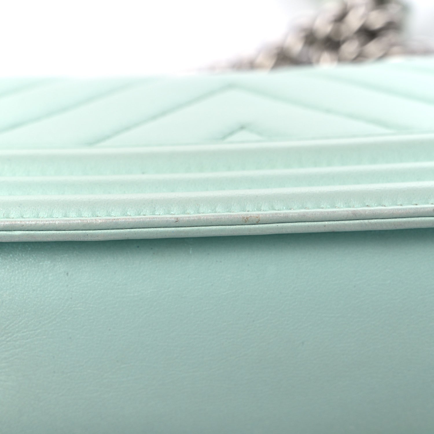 Chanel Iridescent Lambskin Chevron Quilted Small Boy Flap Turquoise 14 of 16