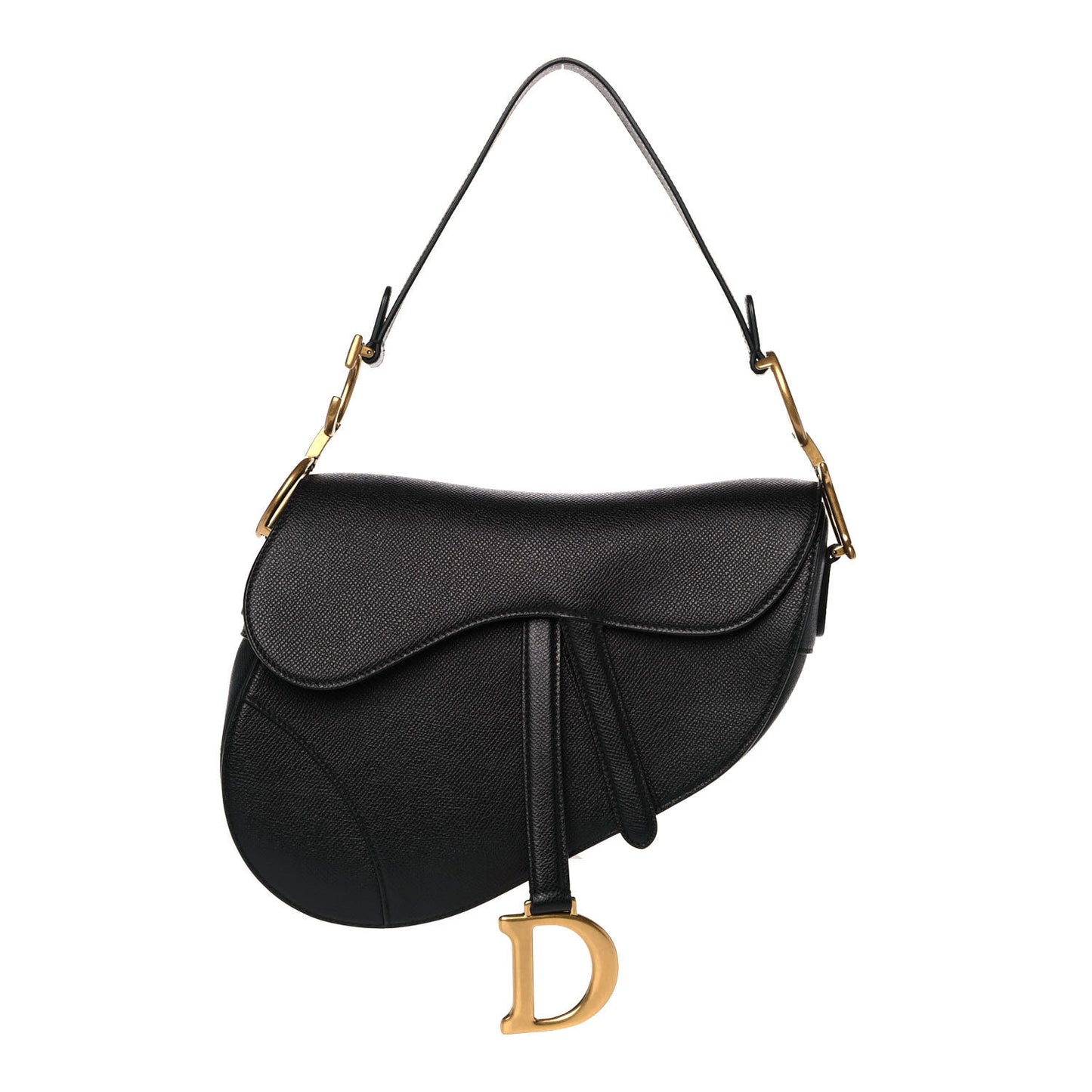 Grained Calfskin Saddle Bag Black