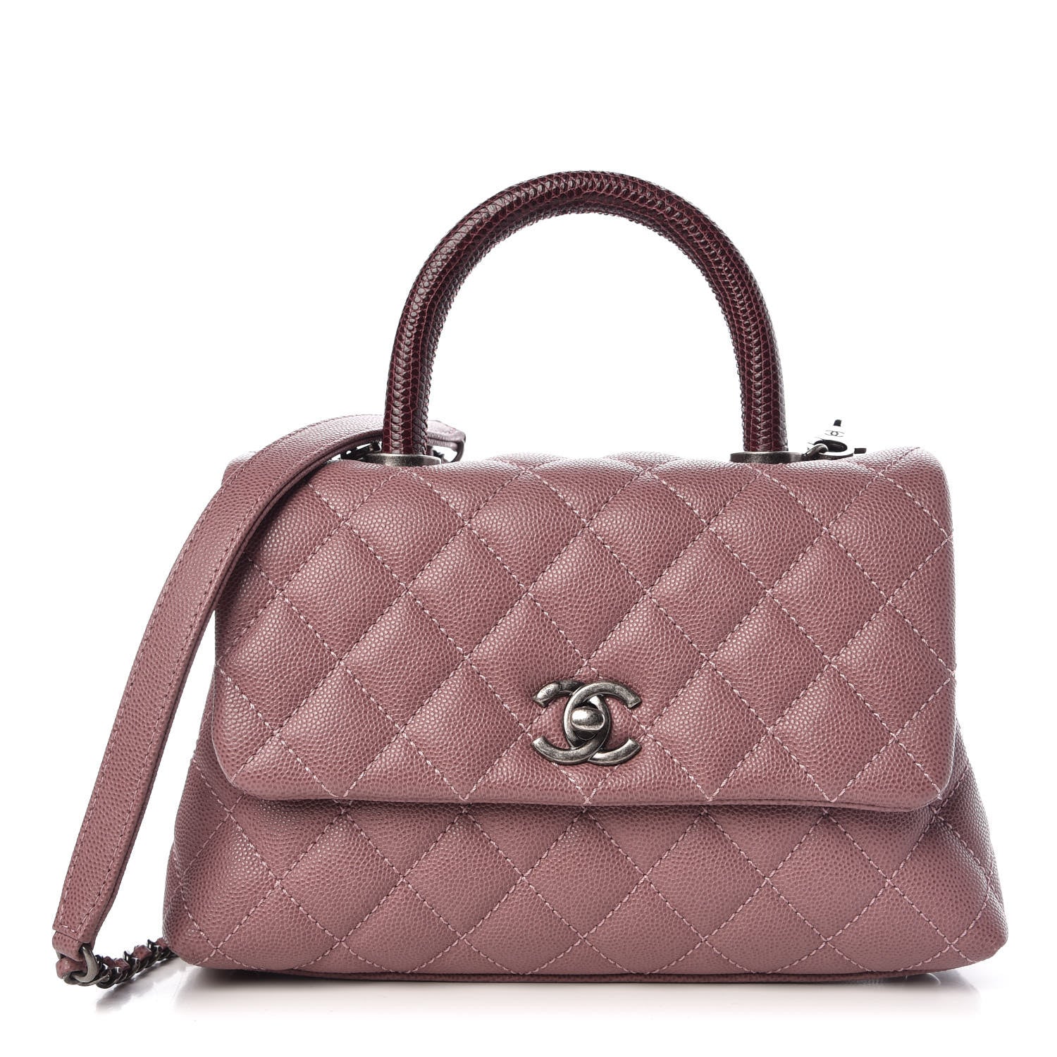 Chanel Caviar Lizard Quilted Mini Coco Handle Flap Pink 1 of 10