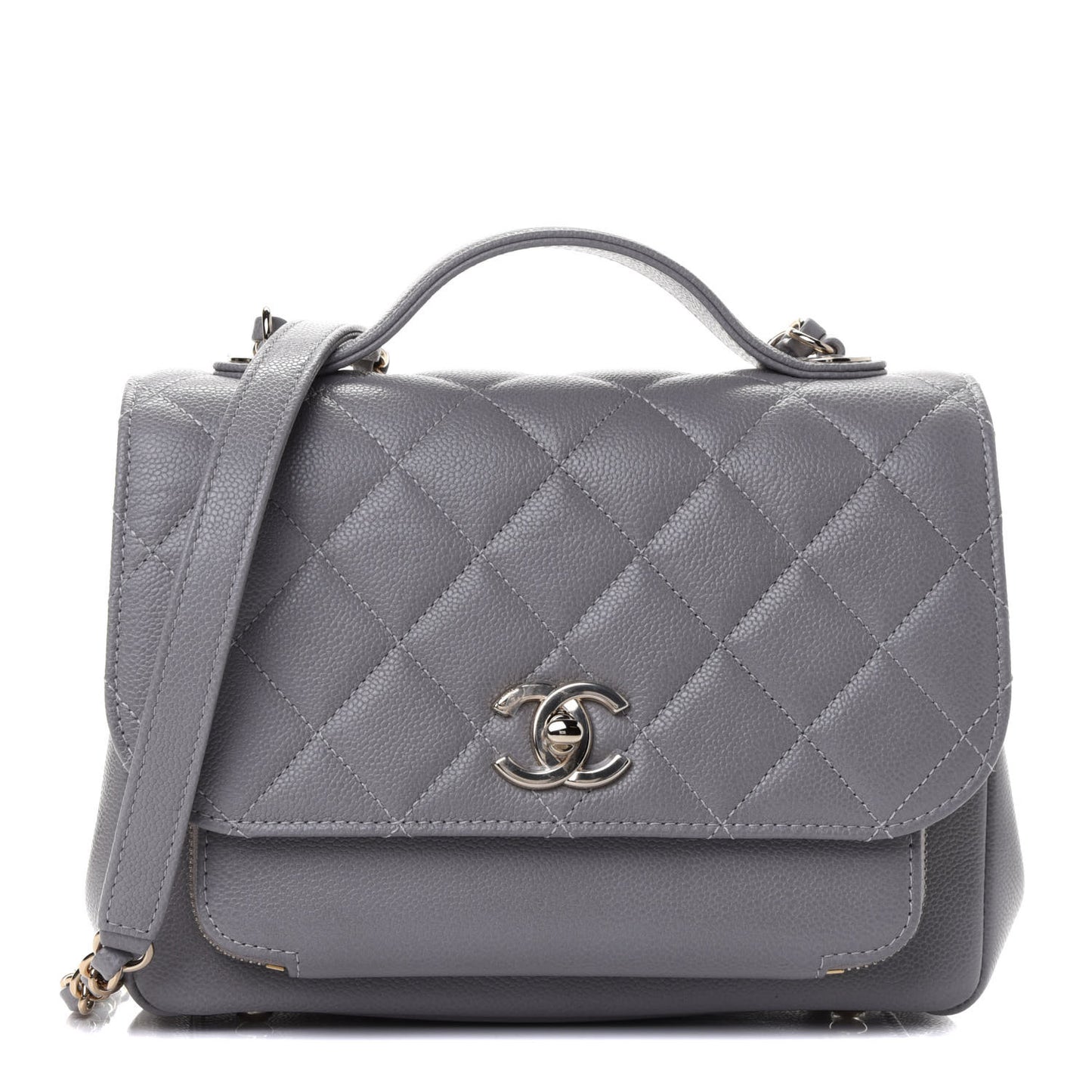 Caviar Quilted Medium Business Affinity Flap Grey