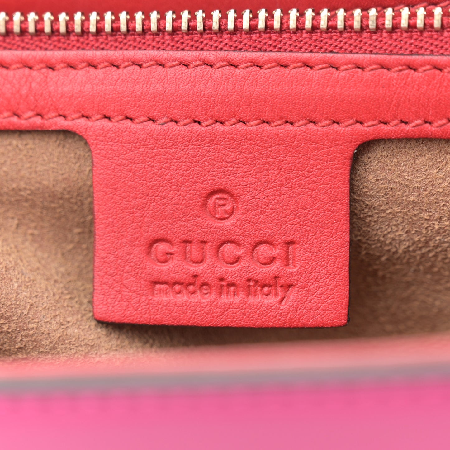 Moon Calfskin Bi-Color Medium Padlock Shoulder Bag New Rosette Hibiscus Red