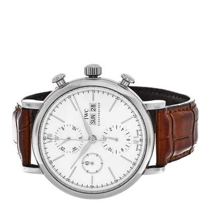 IWC Stainless Steel Alligator 42mm Portofino Chronograph Automatic Watch IW391027 2 of 4