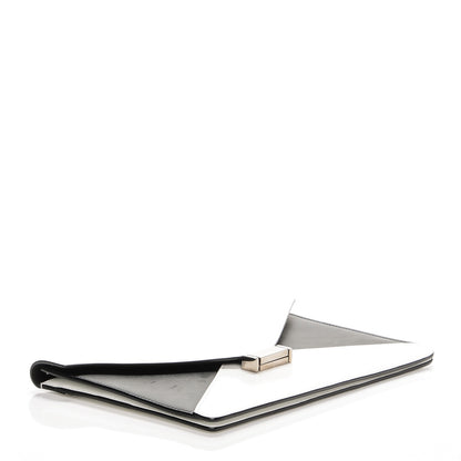 Celine Spazzolato Calfskin Diamond Clutch White Black 4 of 8