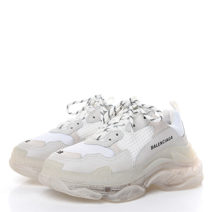 Balenciaga Fabric Mesh Clear Sole Womens Triple S Sneakers 38 White 3 of 7