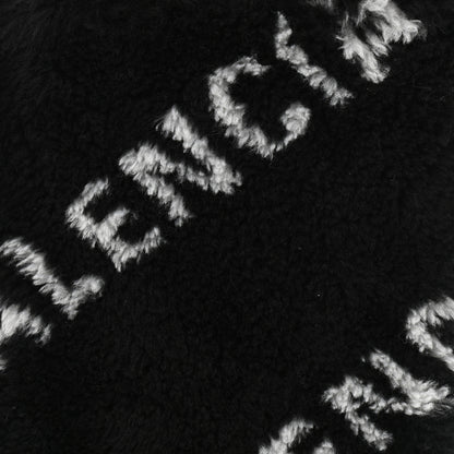 Balenciaga Faux Fur Diagonal Logo Everyday Phone Holder Tote Black White 7 of 9