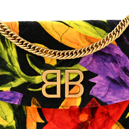 Balenciaga Velvet Floral Quilted BB Wallet On Chain Multicolor 7 of 9
