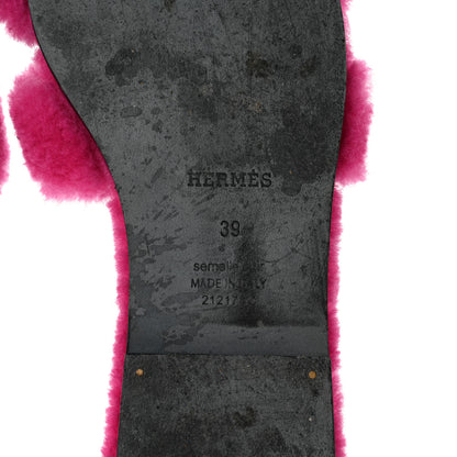 Hermes Woolskin Oran Sandals 39 Rose Fuchsia 6 of 8
