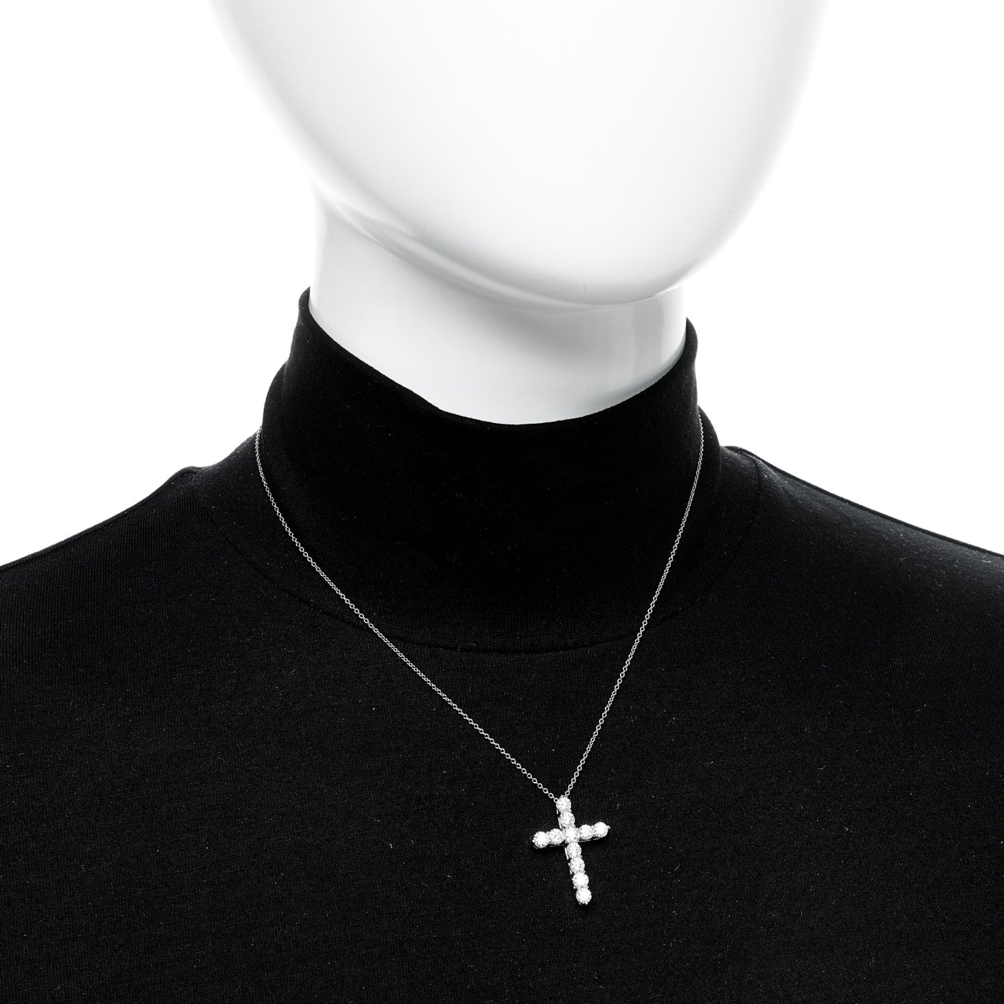 Platinum Diamond Large Cross Pendant Necklace