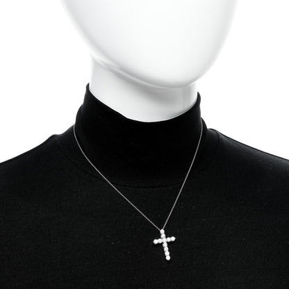 Tiffany Platinum Diamond Large Cross Pendant Necklace 2 of 5