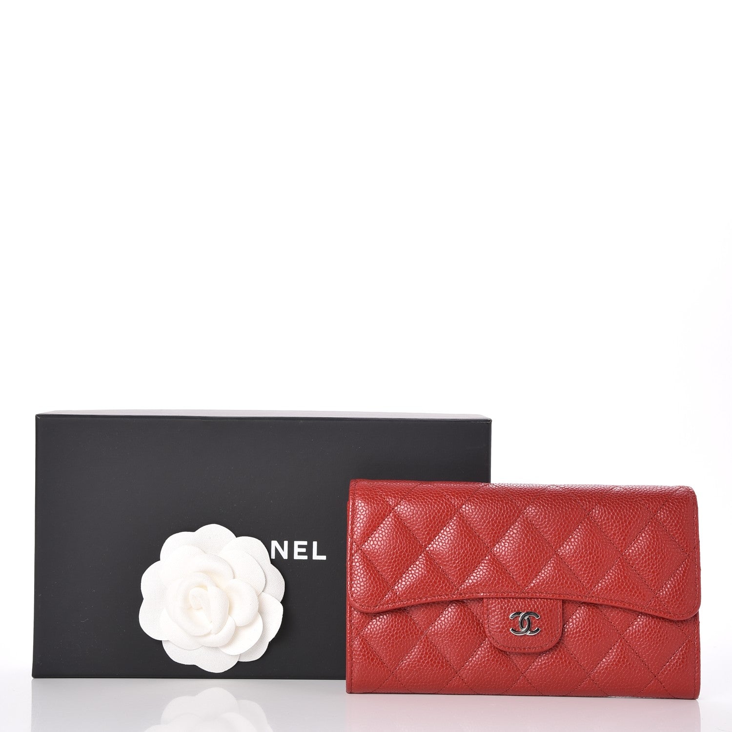 Chanel Caviar Quilted Large Flap Wallet Red 9 of 9