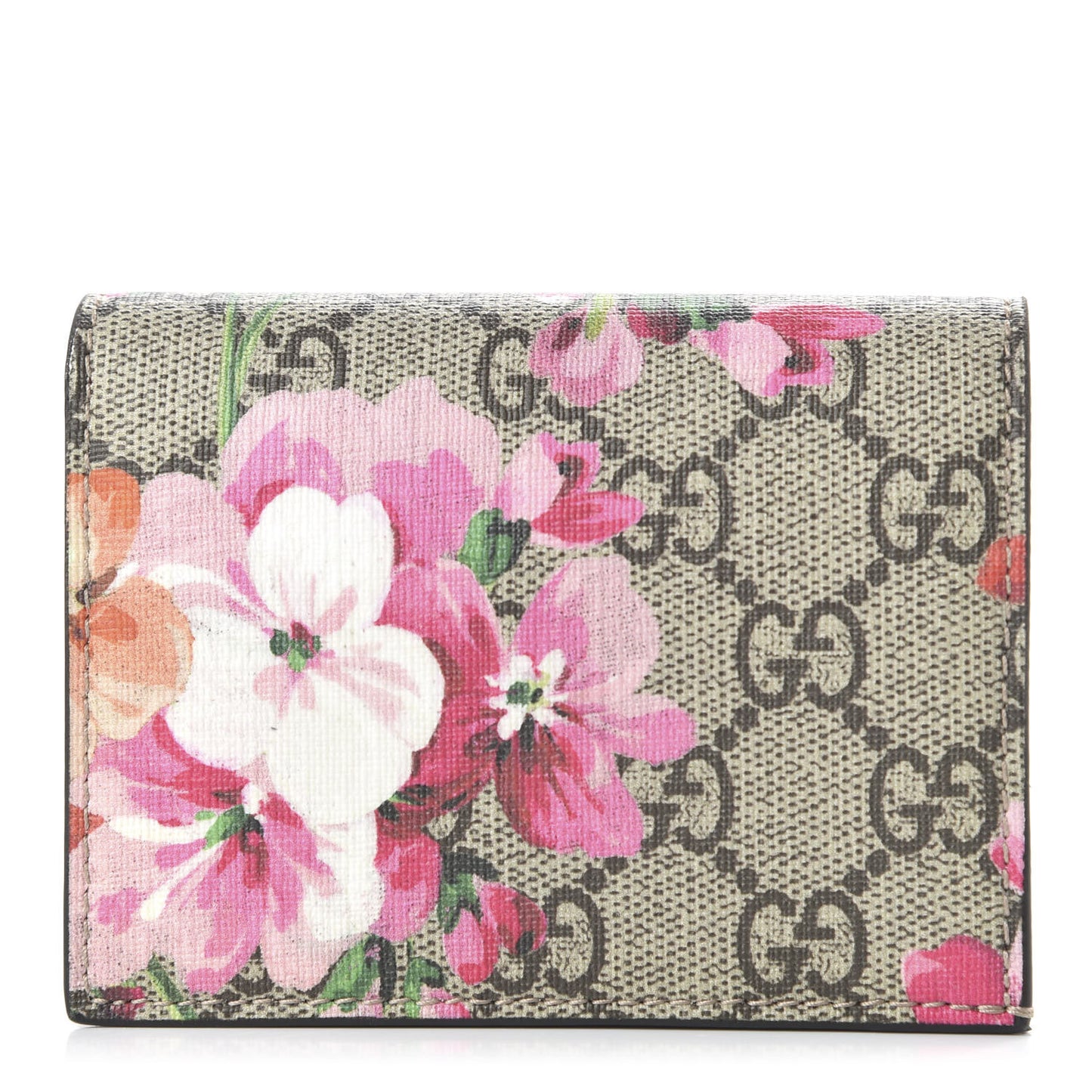 GG Supreme Monogram Blooms Card Case Beige Multicolor Dry Rose