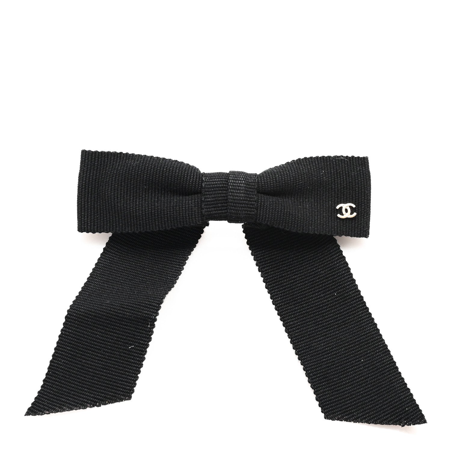 Chanel Grosgrain Bow CC Hair Clip Black 1 of 3