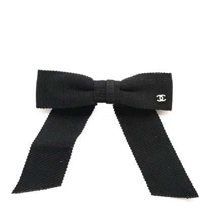 Chanel Grosgrain Bow CC Hair Clip Black 1 of 3