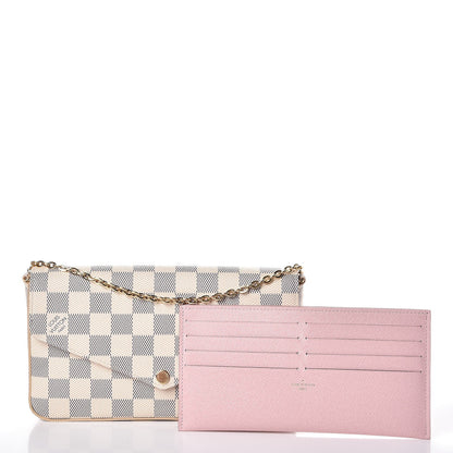 Louis Vuitton Damier Azur Pochette Felicie Chain Wallet Rose Ballerine 9 of 13