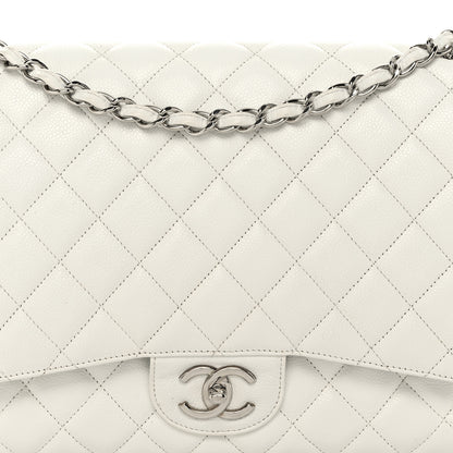 Chanel Caviar Quilted Maxi Double Flap White 8 of 12
