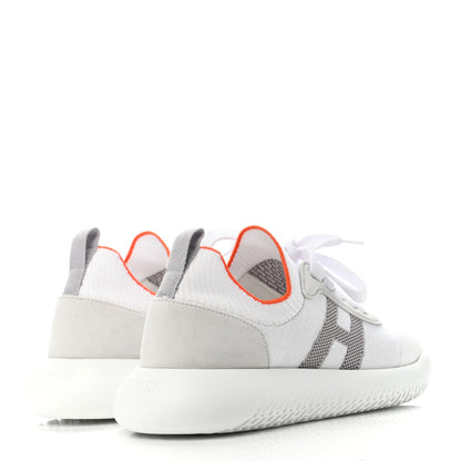 Hermes Knit Suede Goatskin Womens Crew Sneakers 35.5 White Gris 3 of 4
