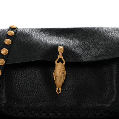 Valentino Garavani Grained Calfskin C Rockee Scarab Fringe Shoulder Bag Black 8 of 10