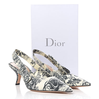 Christian Dior Toile De Jouy Sweet D Slingback Pumps 39 Off White Black 10 of 10
