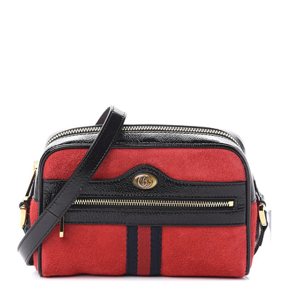 Gucci Suede Patent Web Mini Ophidia Shoulder Bag Red 1 of 8