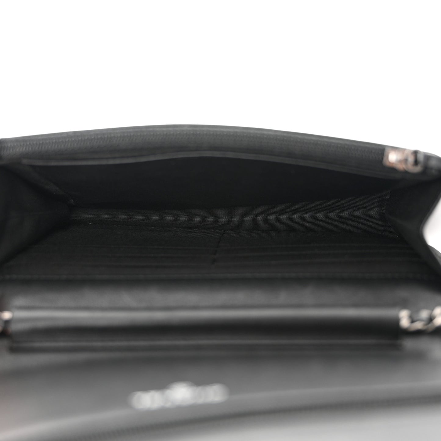 Calfskin Chevron Quilted Braided Boy Wallet On Chain WOC Black
