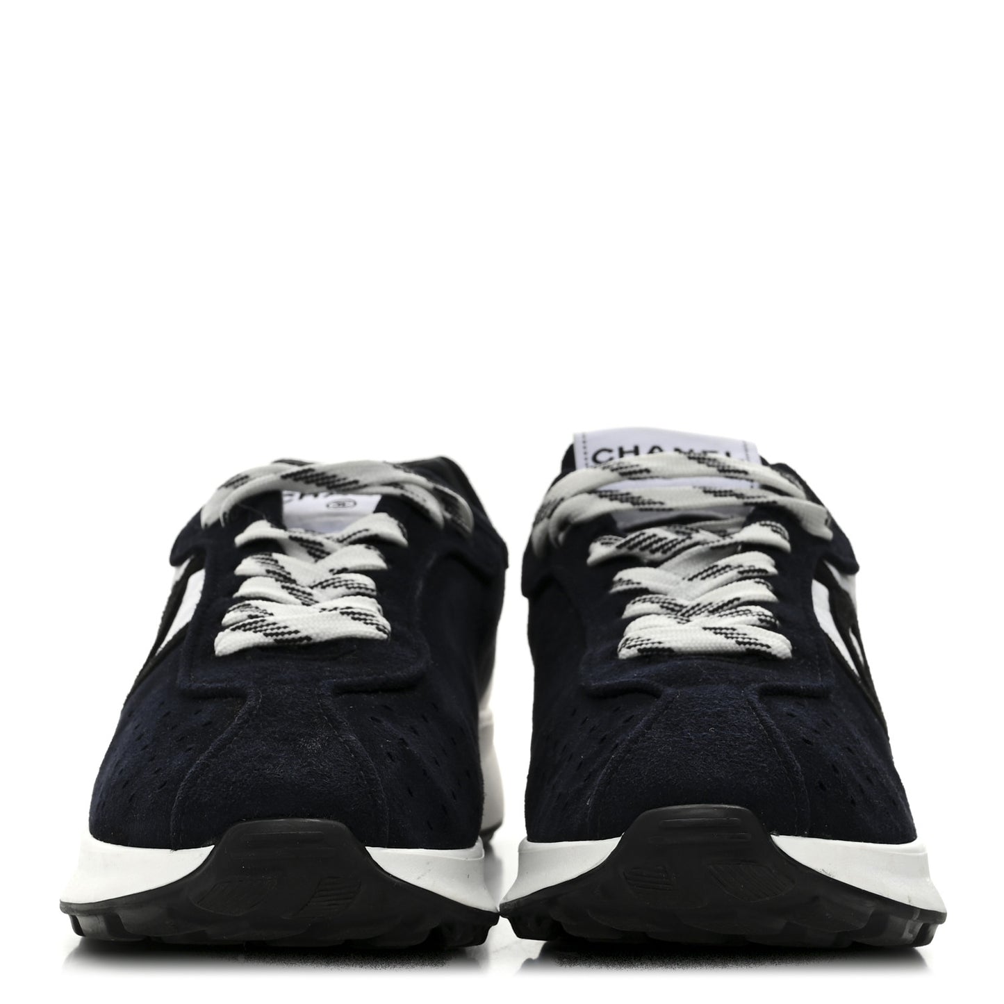 Fabric Suede Kidskin CC Sneakers 38 Dark Navy White