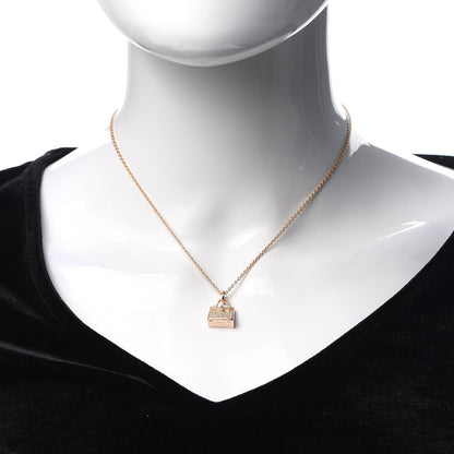Hermes 18K Rose Gold Diamond Kelly Amulette Pendant Necklace 2 of 6