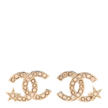 Chanel Crystal CC Starfall Earrings Gold 1 of 5