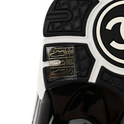 Chanel Mesh Suede Calfskin Grained Calfskin Womens CC Sneakers 37.5 White Black 6 of 10