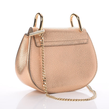 Chloe Metallic Grained Goatskin Nano Drew Shoulder Bag Abstract Gold 3 of 10