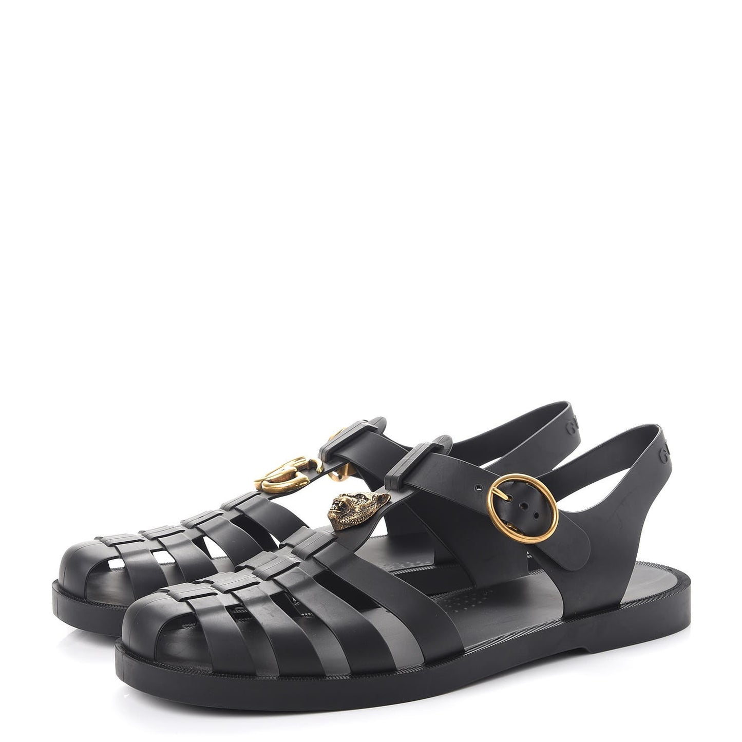Rubber Mens Buckle Strap Sandals 8 Black