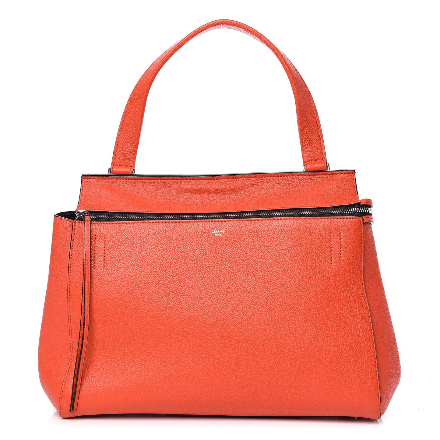 Grained Calfskin Medium Edge Shoulder Bag Vermillion