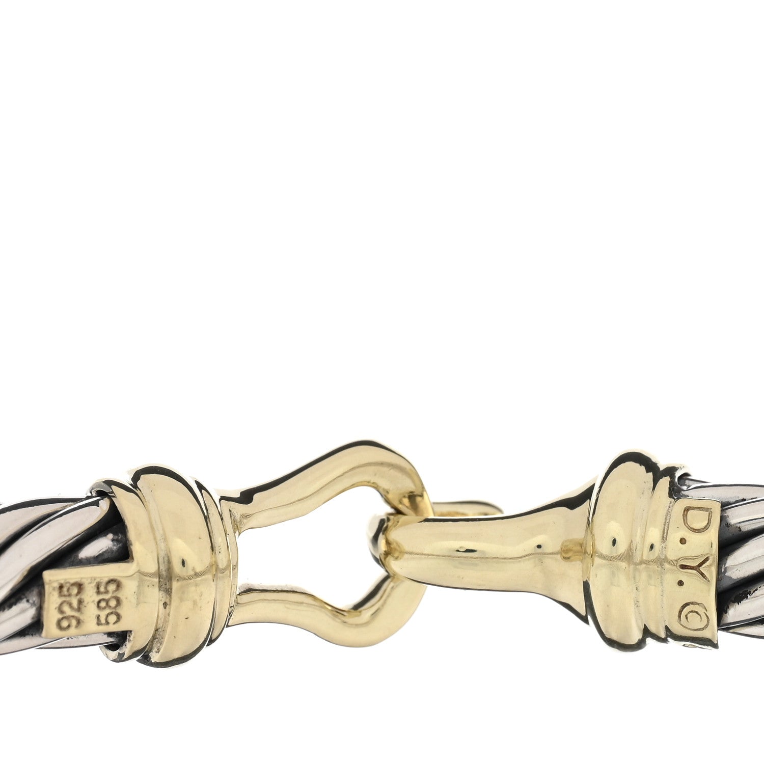 David Yurman Sterling Silver 14K Yellow Gold 7mm Cable Classic Buckle Bracelet 3 of 3
