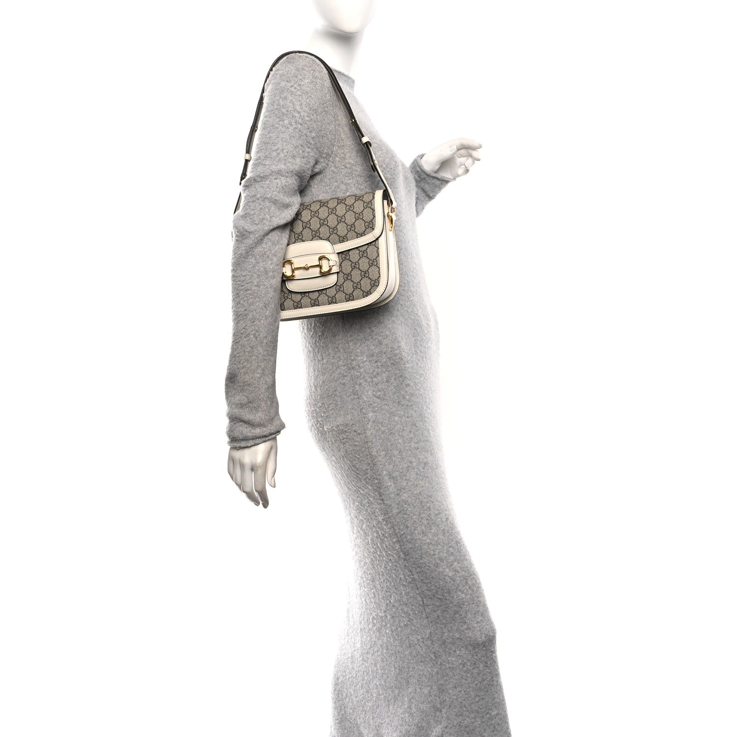 Gucci GG Supreme Monogram Horsebit 1955 Shoulder Bag Beige Mystic White 2 of 10
