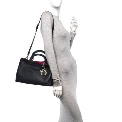 Christian Dior Bullcalf Medium Diorissimo Tote Black Rose Indien 2 of 11