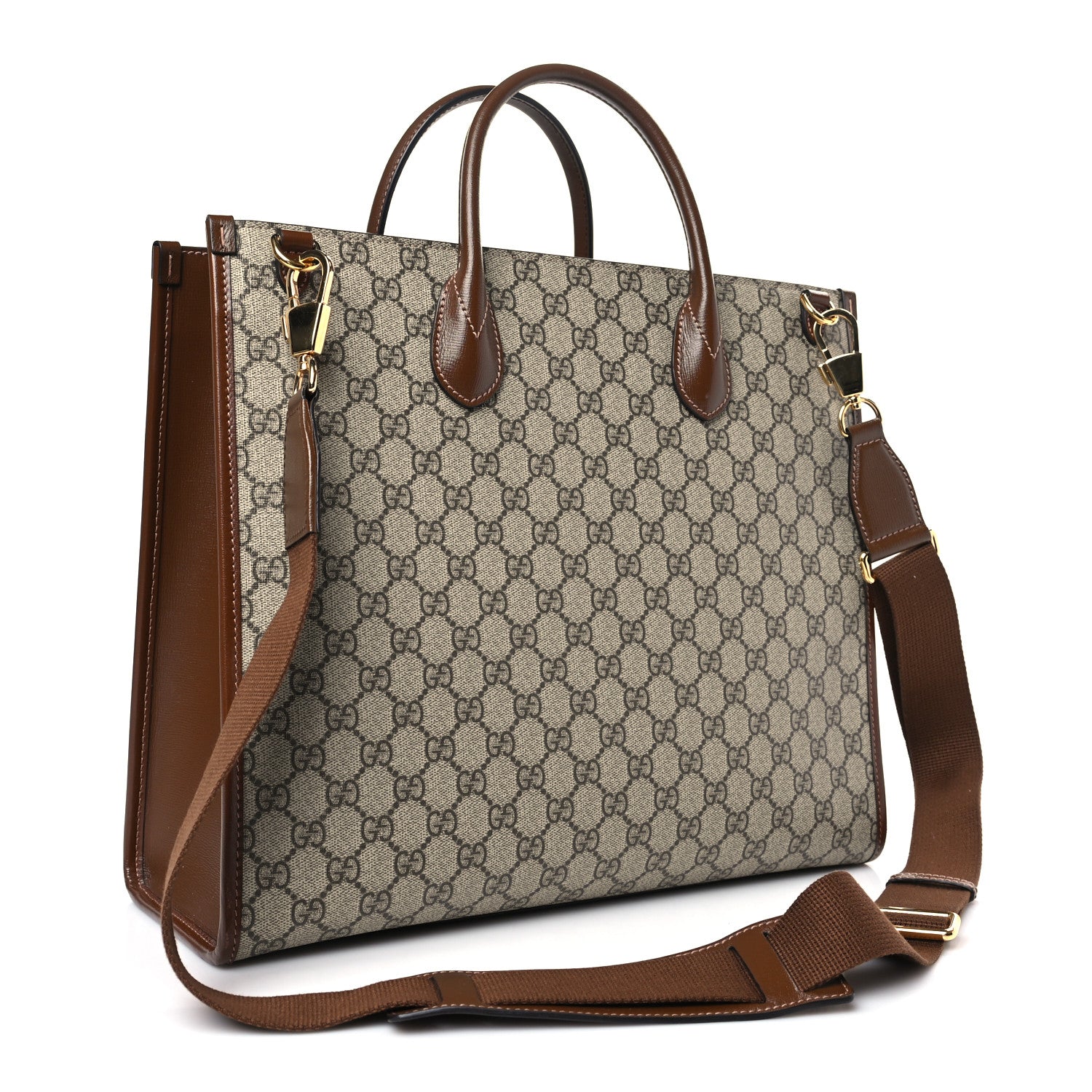 Gucci GG Supreme Monogram Azalea Calfskin Medium Retro Interlocking G Tote Bag Beige Ebony Brown Sugar 3 of 9