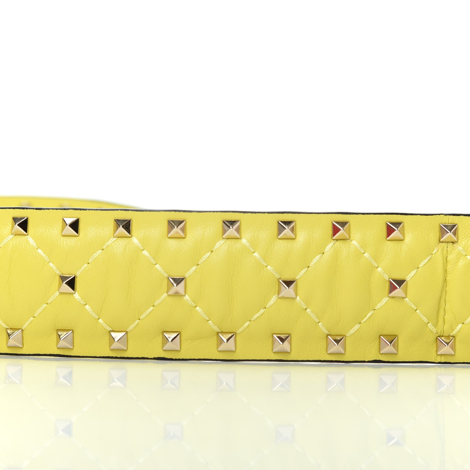 Valentino Garavani Nappa Rockstud Spike Shoulder Strap Acid Yellow 4 of 6