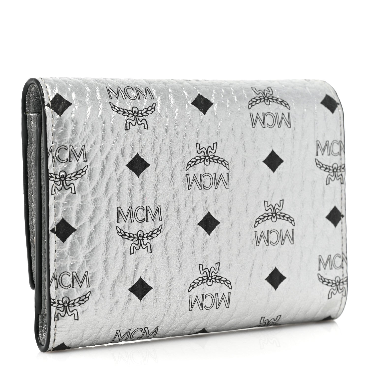 MCM Metallic Visetos Trifold Wallet Silver 3 of 11