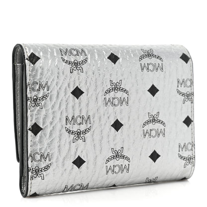 MCM Metallic Visetos Trifold Wallet Silver 3 of 11
