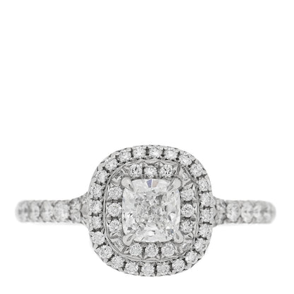 Tiffany Platinum Diamond .53ct Soleste Cushion Cut Double Halo Engagement Ring 51 5.75 1 of 6
