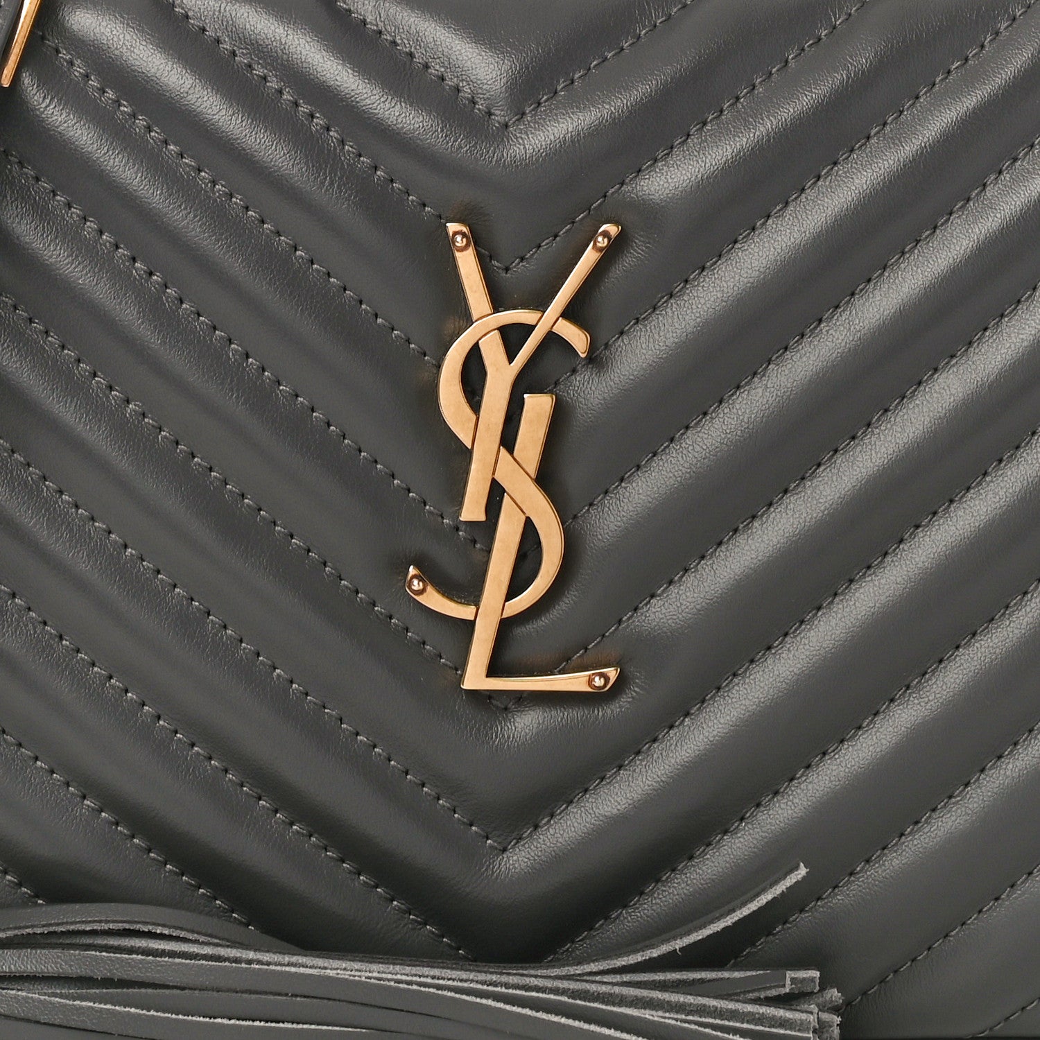 Saint Laurent Calfskin Matelasse Monogram Lou Camera Bag Grey Kaki 7 of 9