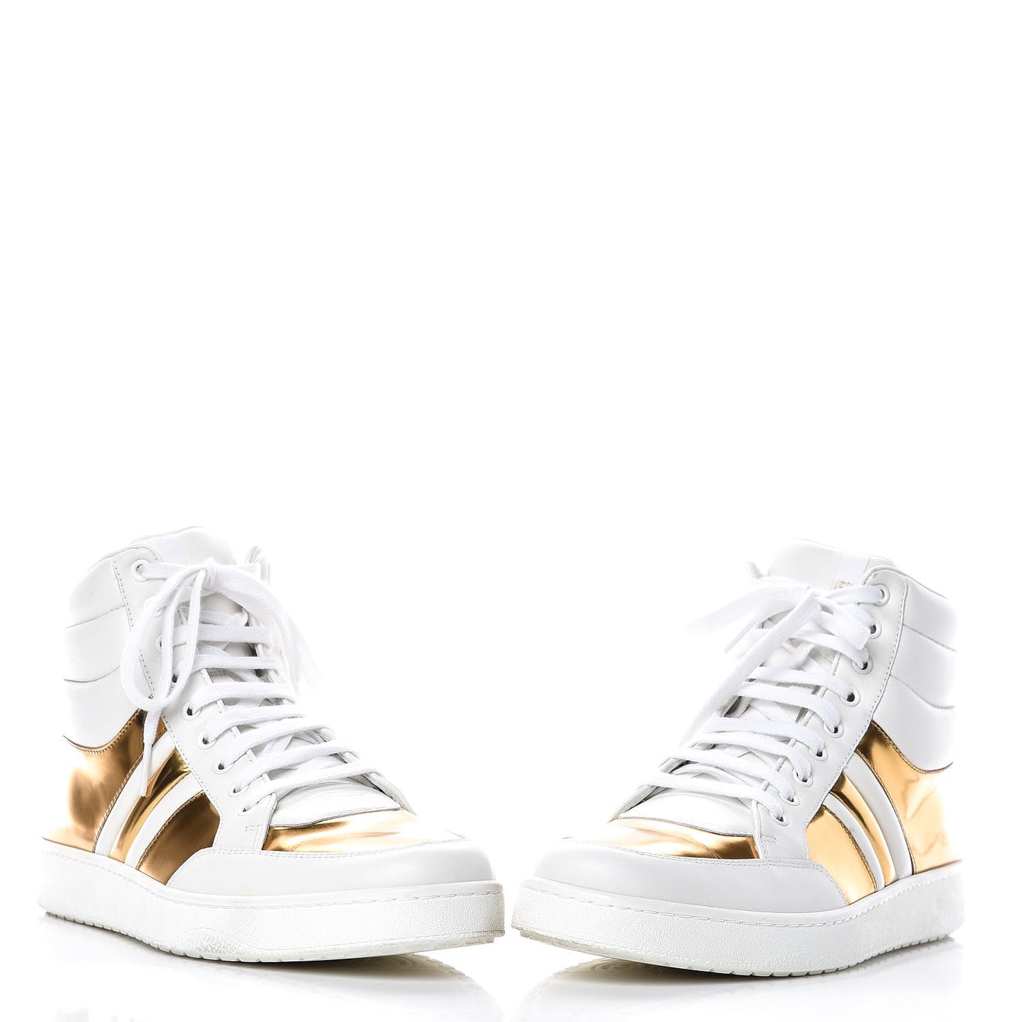 Calfskin Miro Soft Mens Glow Light High Top Sneakers 8.5 White Gold