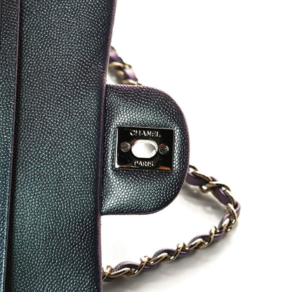 Chanel Iridescent Caviar Quilted Medium Double Flap Dark Blue 10 of 11