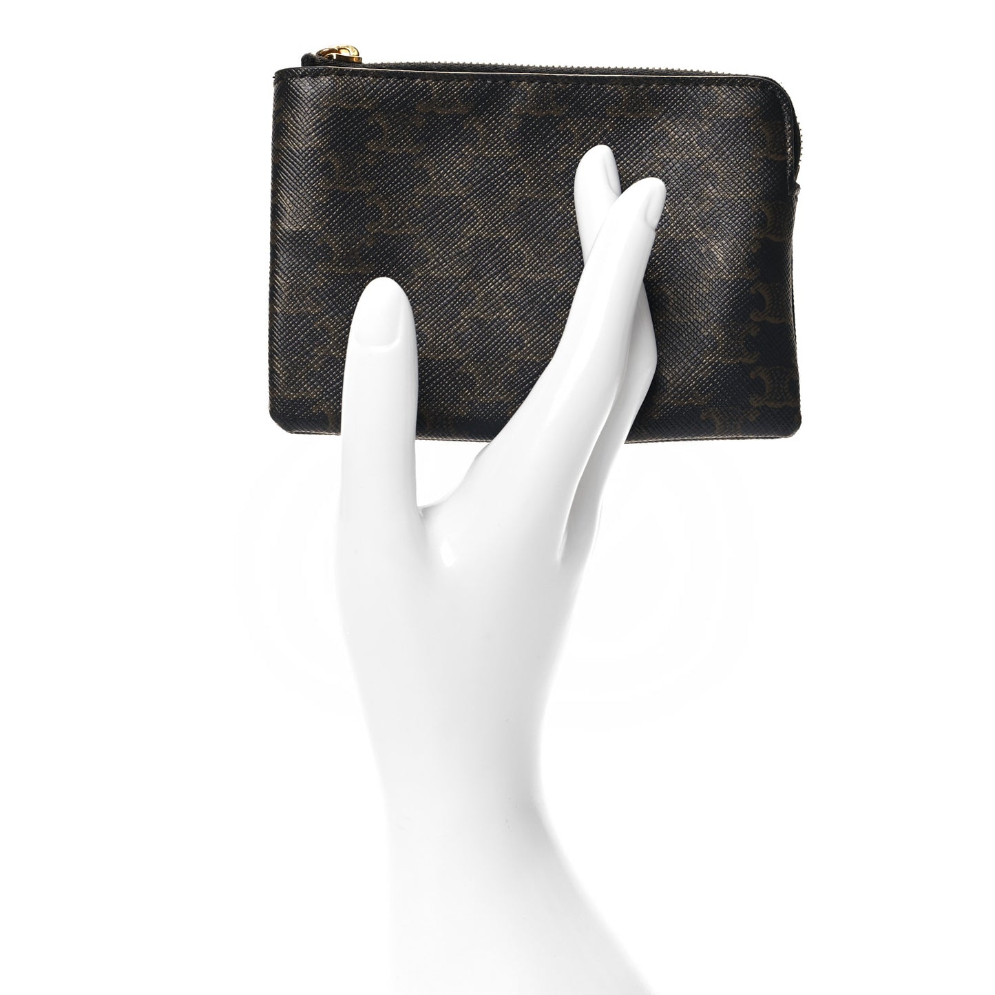 Triomphe Canvas Coin and Card Pouch With Hook Black