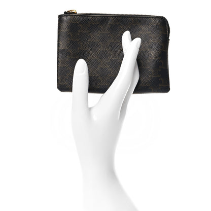 Celine Triomphe Canvas Coin and Card Pouch With Hook Black 2 of 7