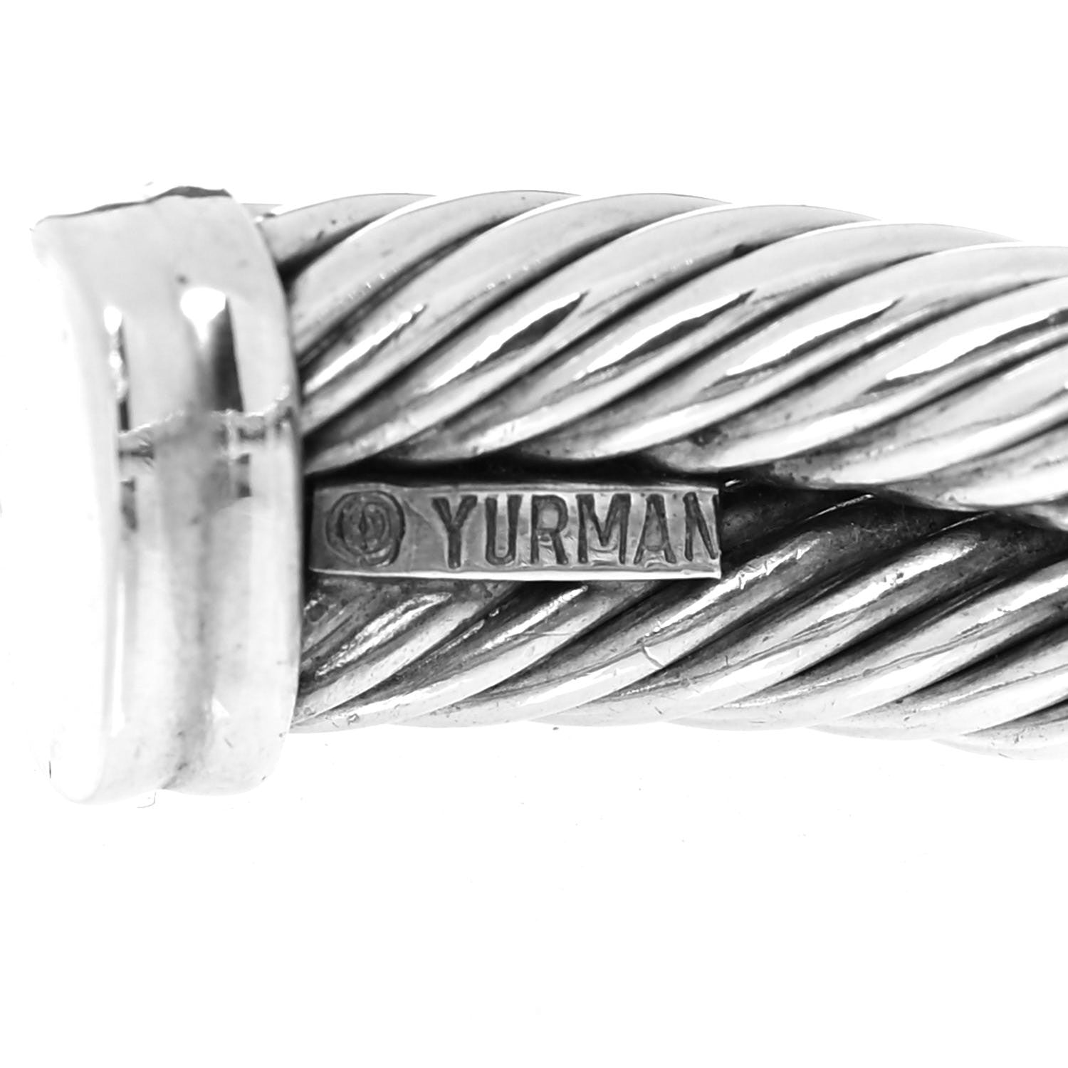 David Yurman Sterling Silver 14K Yellow Gold 10mm Double Bracelet 4 of 5